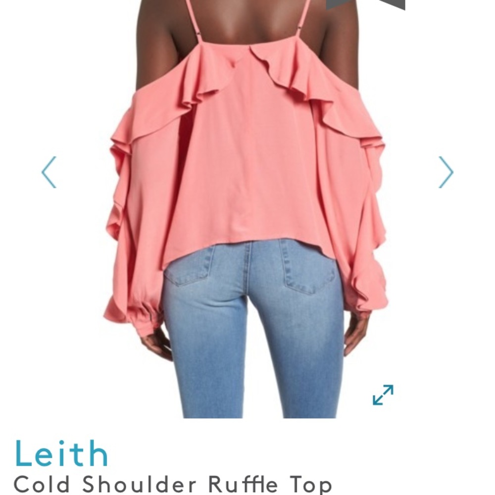 NWOT Leith Cold Shoulder Ruffle Top - Picture 2 of 3